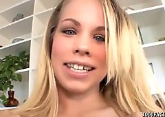 Naughty blonde Britney Young sticky facial 
