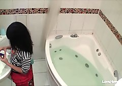 Bathtub masturbation of the breathtaking Asian girl