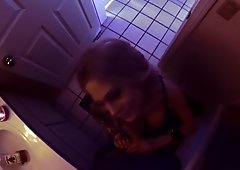 Sarah Jessie gives a BJ in the bathroom
