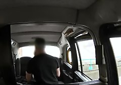 Big boobs passenger analyzed in the cab by horny driver