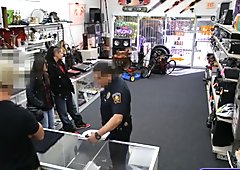 2 sluts try to steal and one of them get fucked by pawn guy