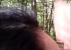 cheating latina eats cum on lunch break in woods2